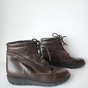 Barbo Boots Womens Size 9 Brown Leather Fleece Lined Vintage Lace Up 8148037